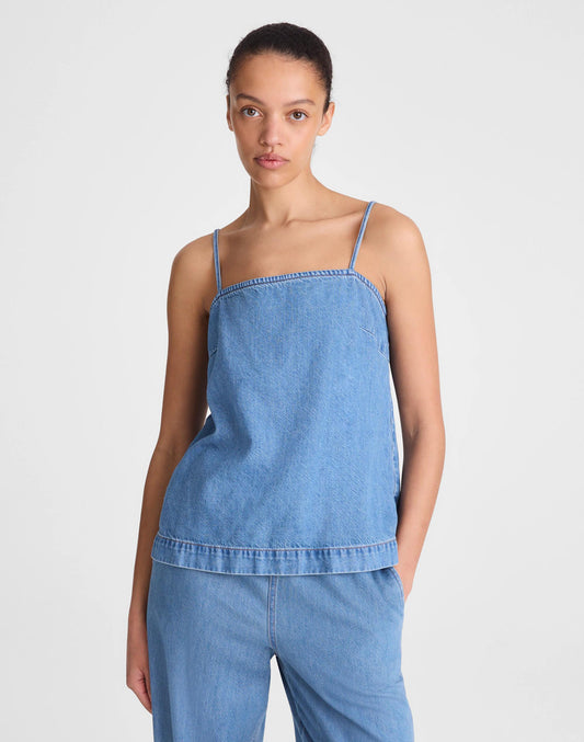 Airy Denim Squareneck Shell Top Lido Wash | Madewell