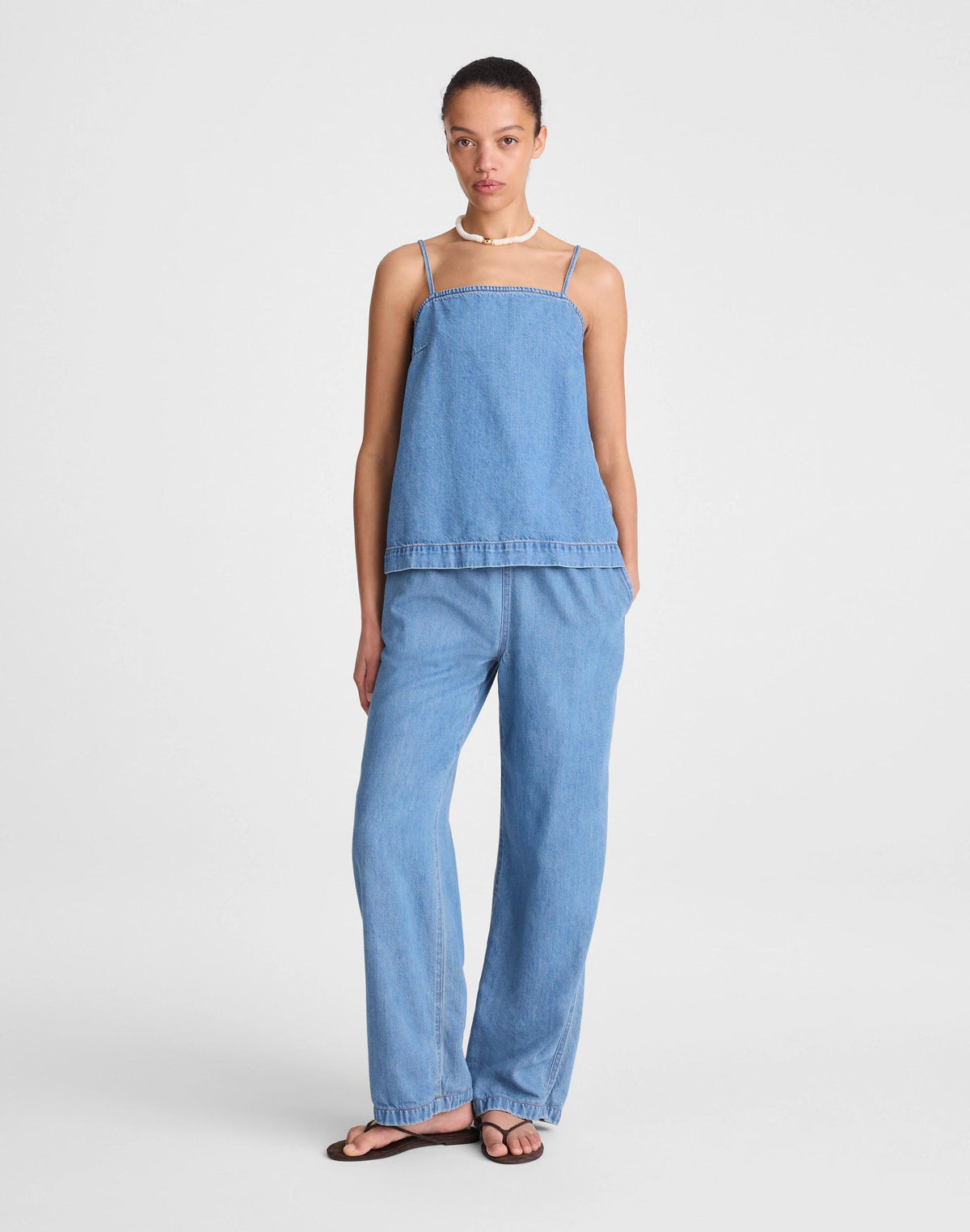 Airy Denim Squareneck Shell Top Lido Wash | Madewell