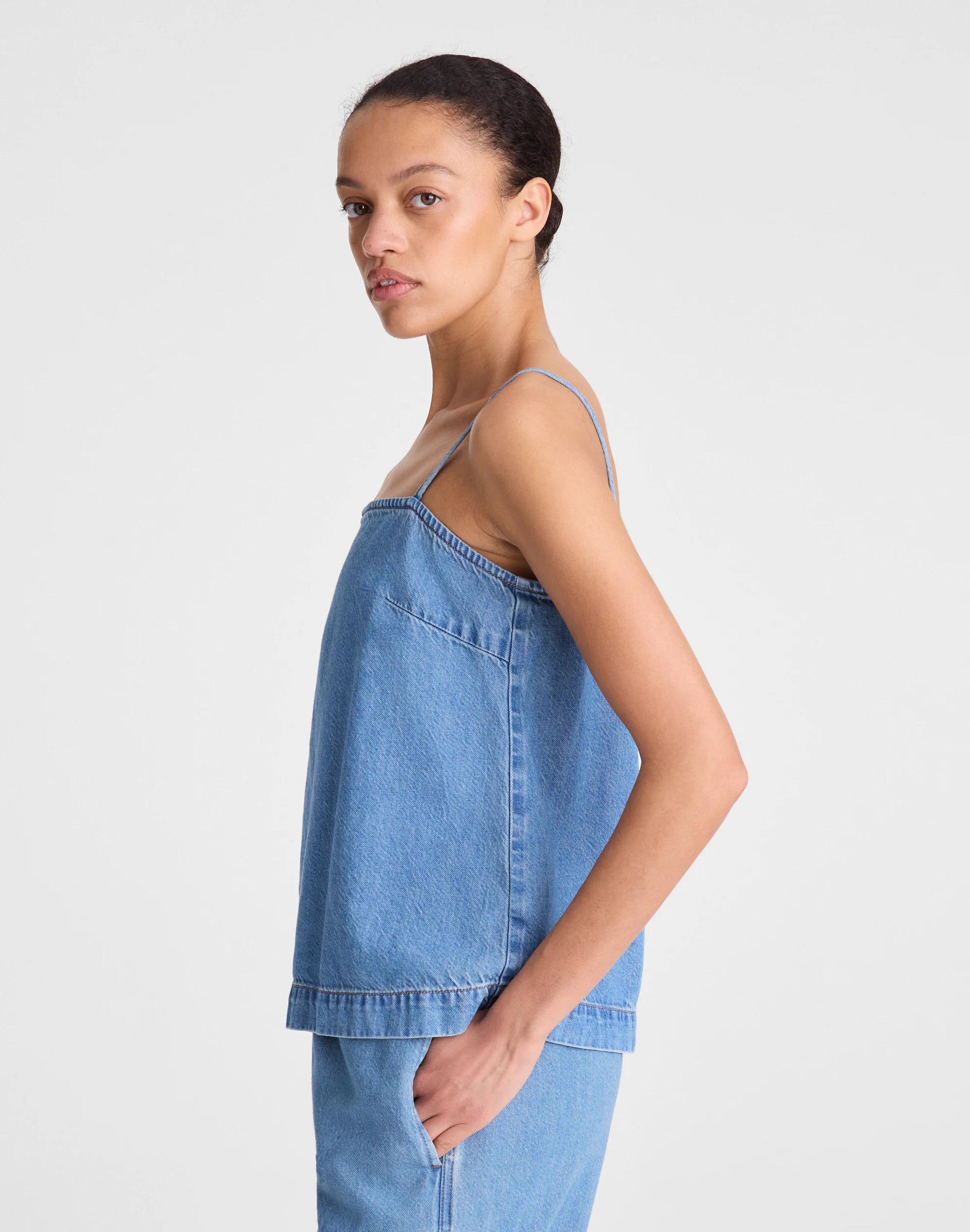 Airy Denim Squareneck Shell Top Lido Wash | Madewell
