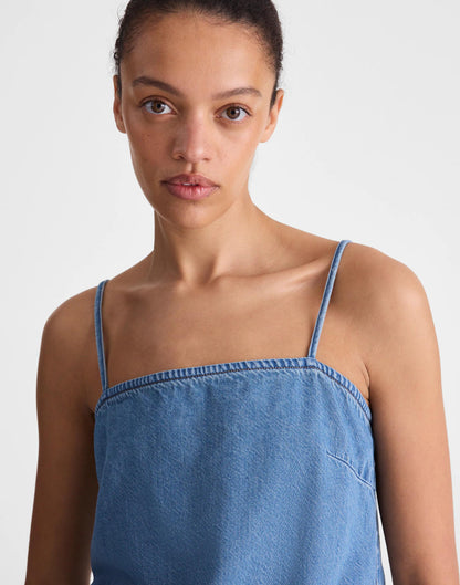 Airy Denim Squareneck Shell Top Lido Wash | Madewell