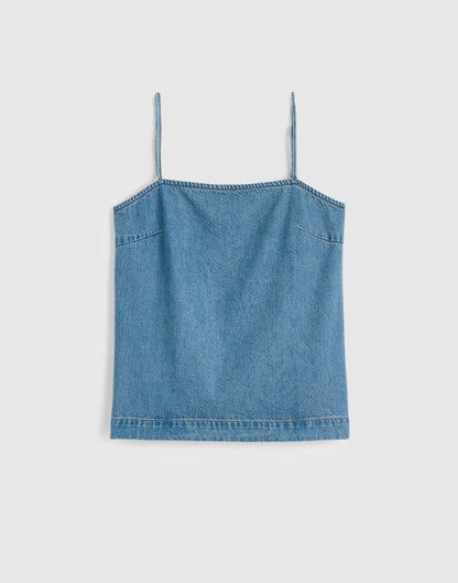 Airy Denim Squareneck Shell Top Lido Wash | Madewell