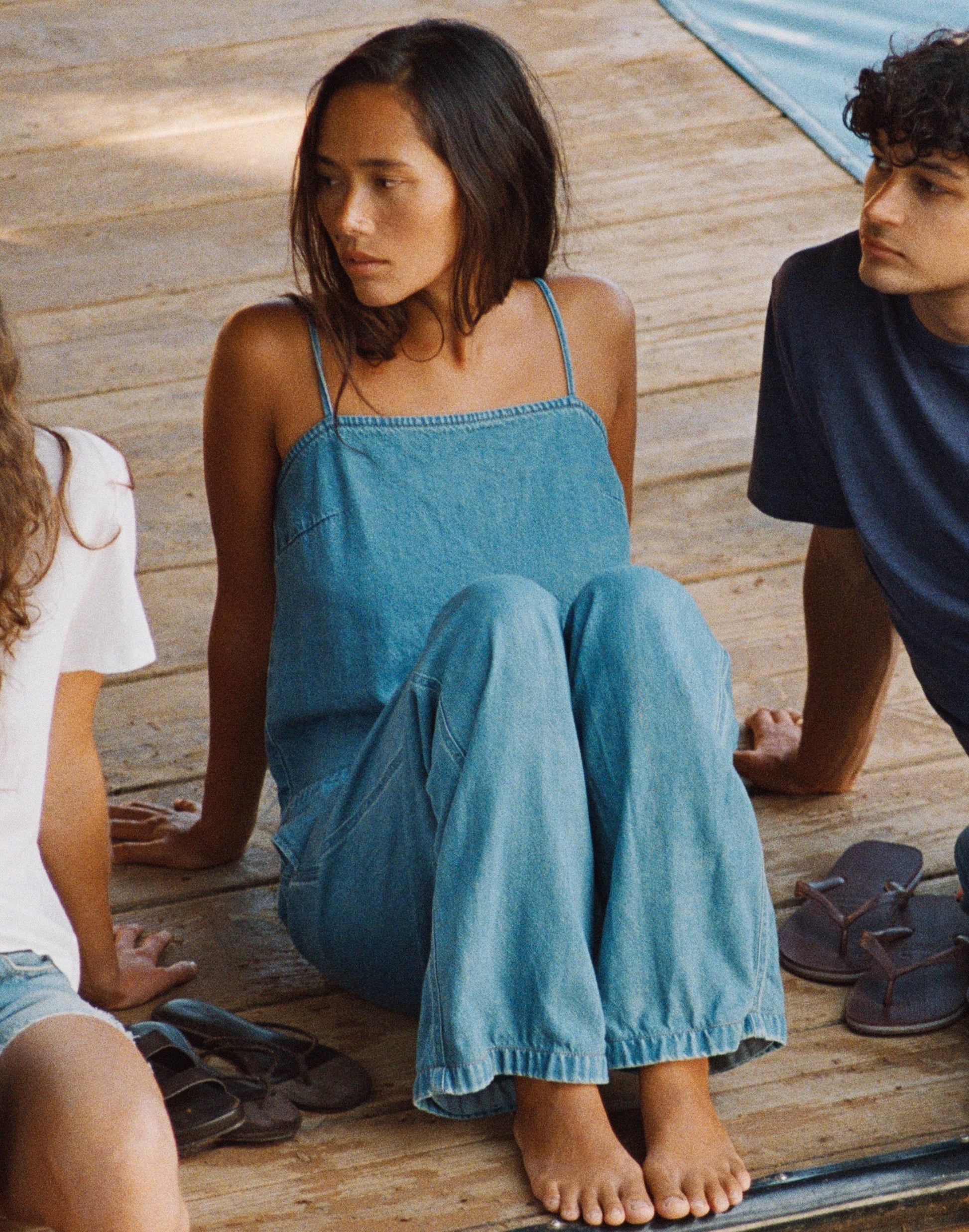 Airy Denim Squareneck Shell Top Lido Wash | Madewell