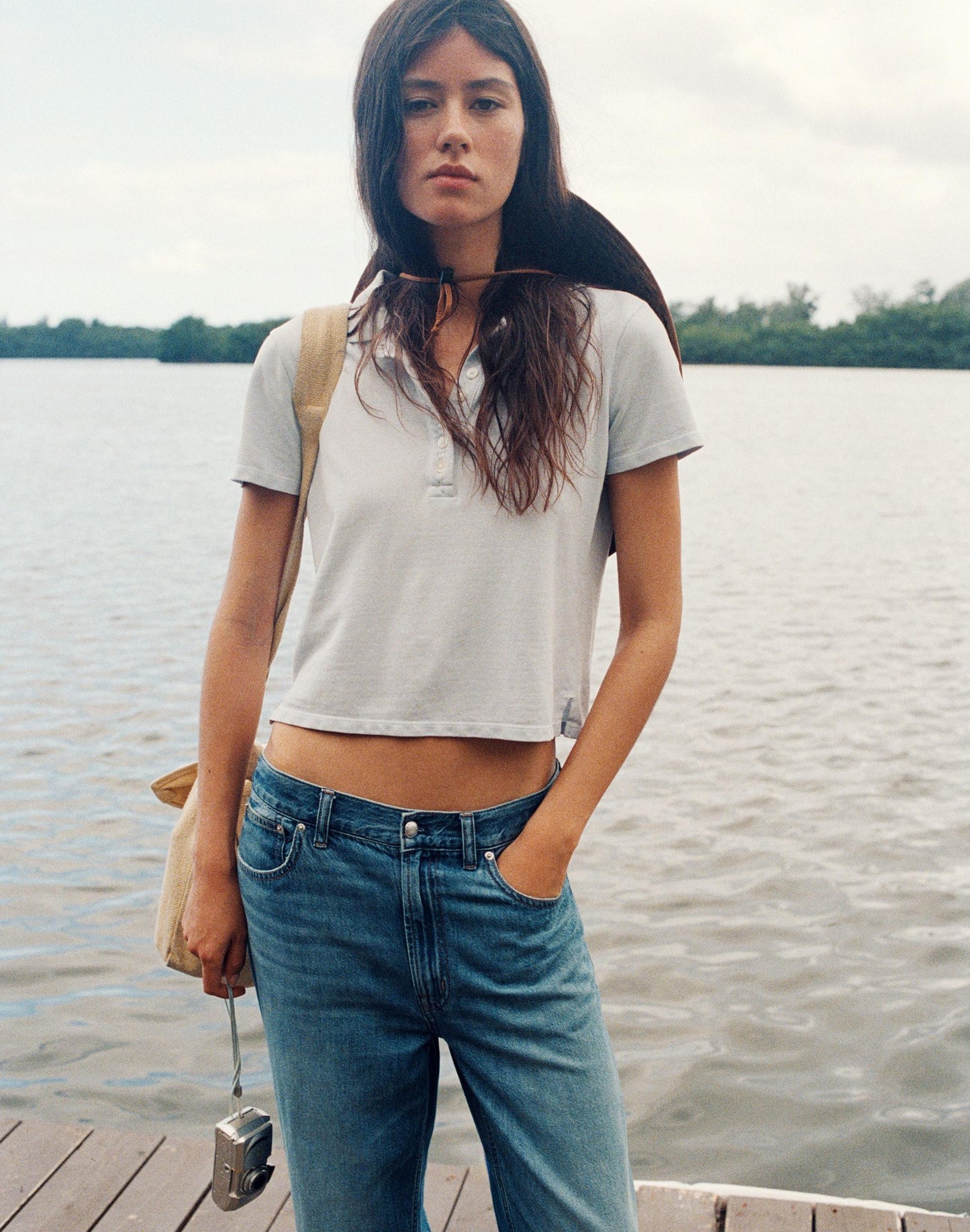 Shrunken Polo in Cotton Pique Sky Blue | Madewell