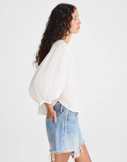 Shirred Button-Up Blouse White | Madewell