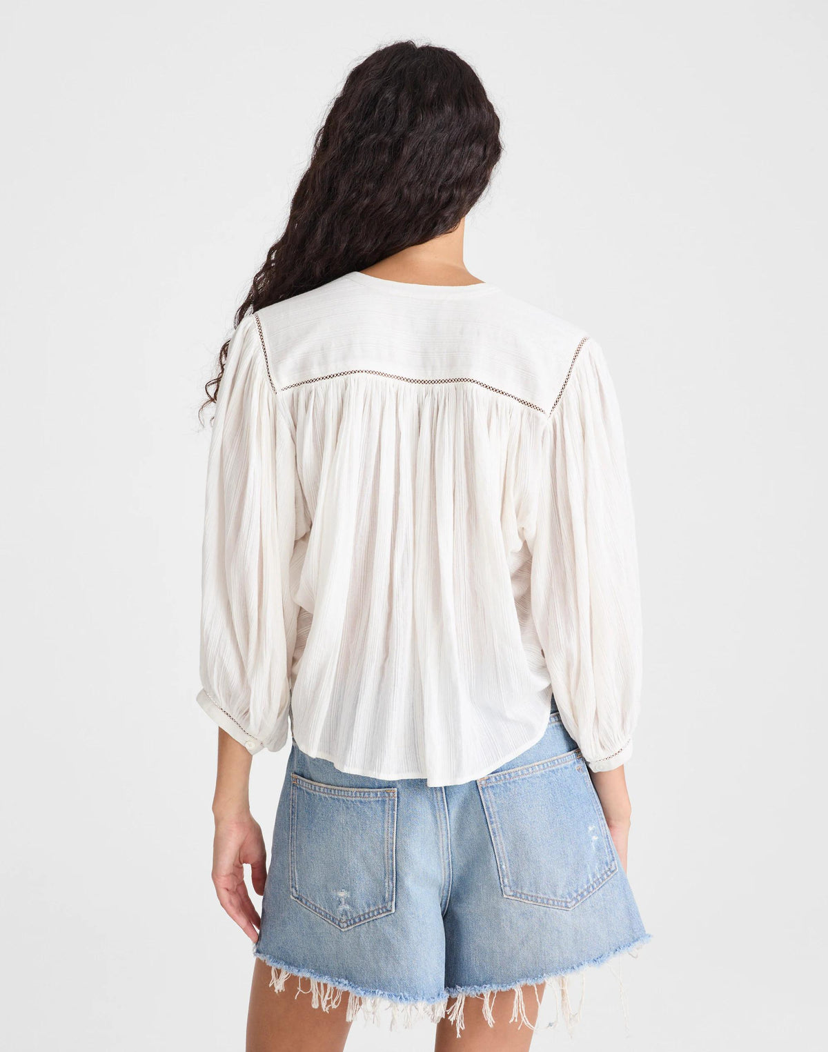 Shirred Button-Up Blouse White | Madewell