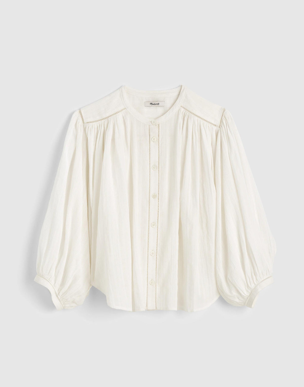 Shirred Button-Up Blouse White | Madewell