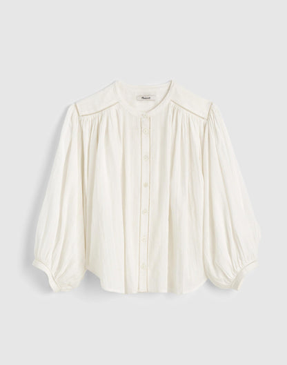 Shirred Button-Up Blouse White | Madewell