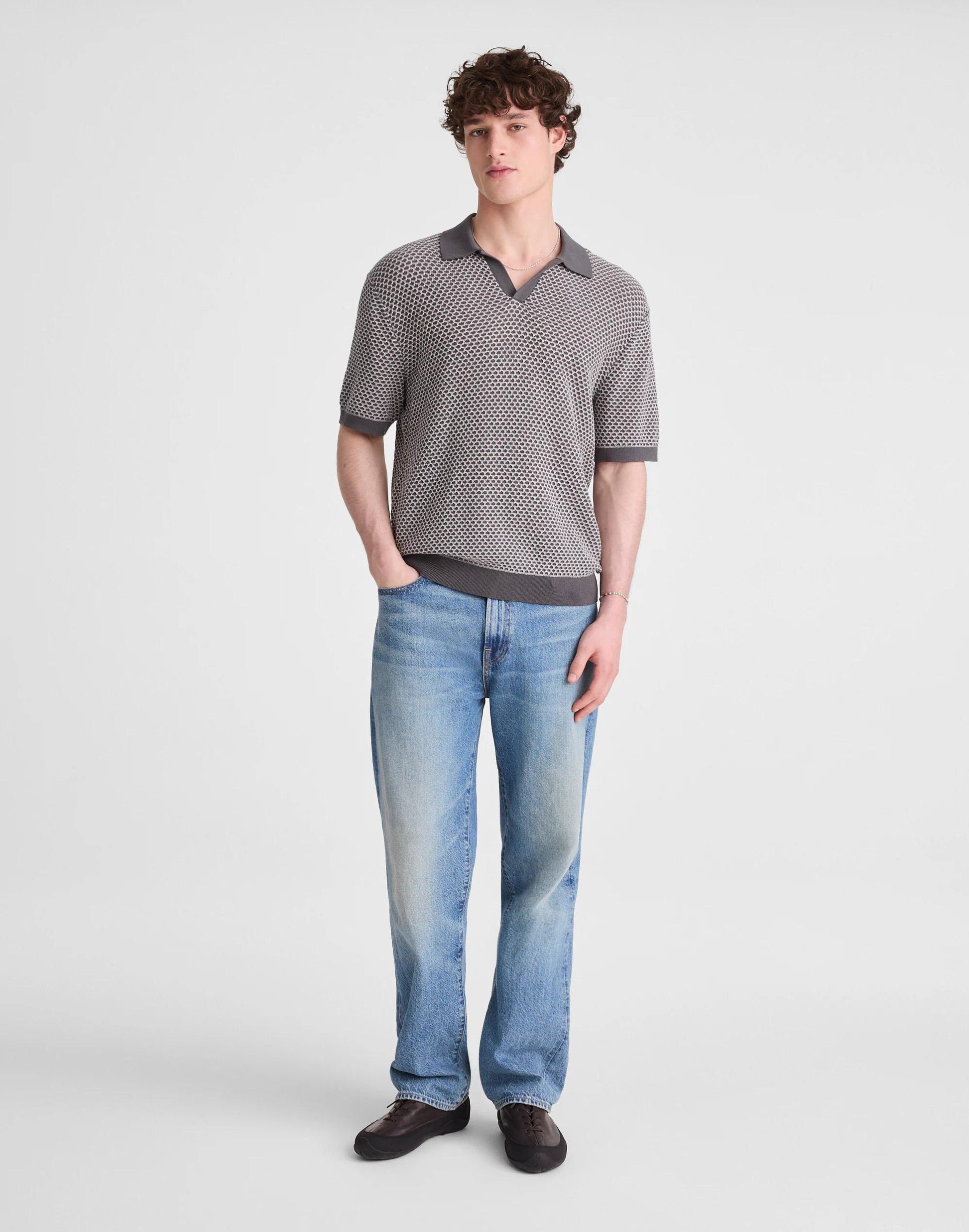 Johnny-Collar Sweater Polo Stormy Spruce | Madewell