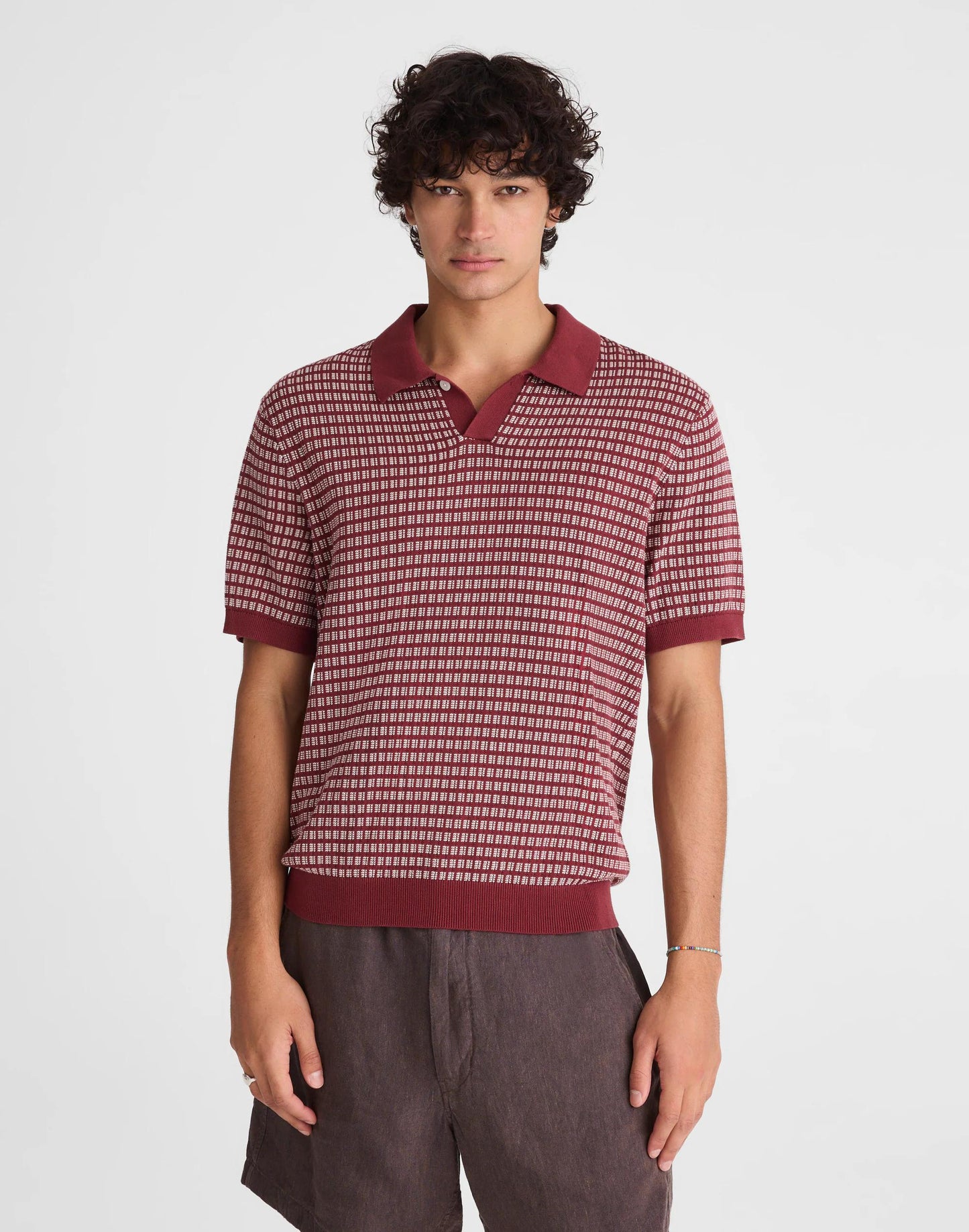 Single-Button Sweater Polo Dusty Merlot | Madewell