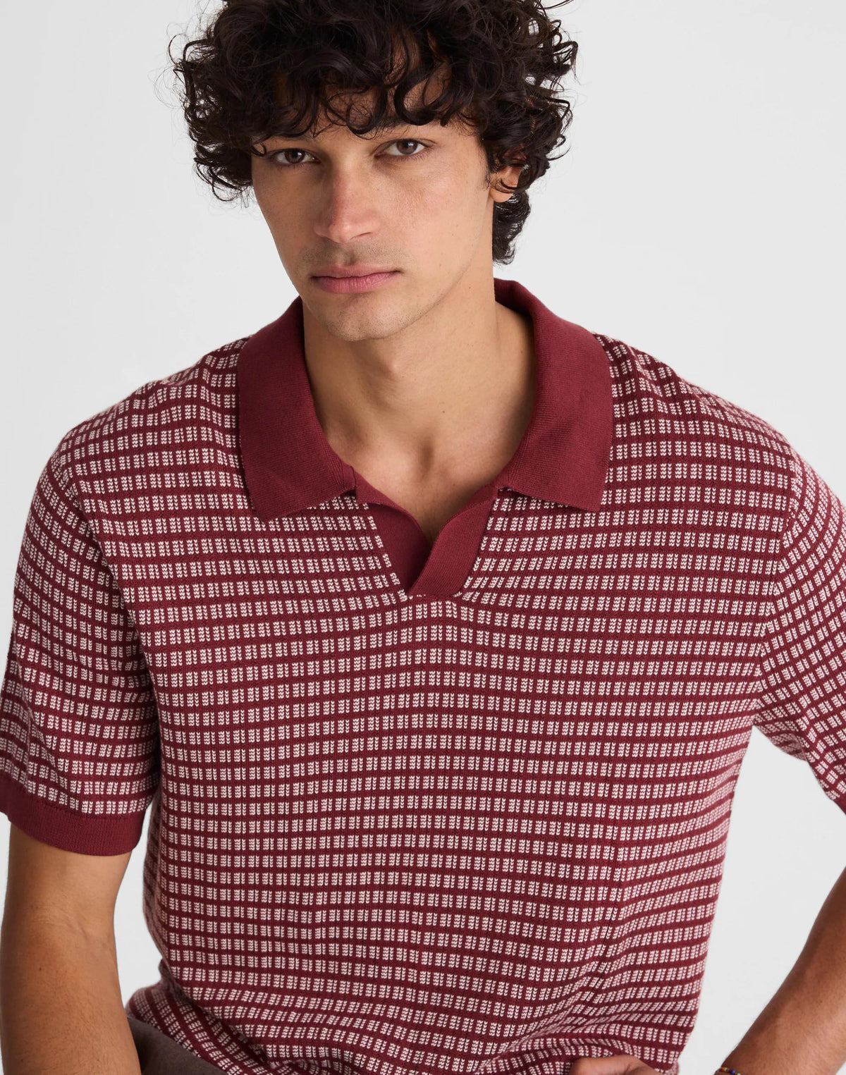 Single-Button Sweater Polo Dusty Merlot | Madewell