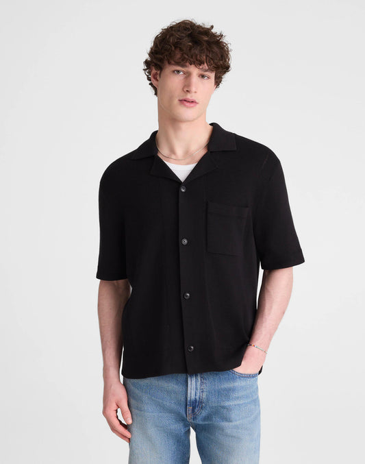 Knit Short-Sleeve Boxy Shirt Jet Black | Madewell