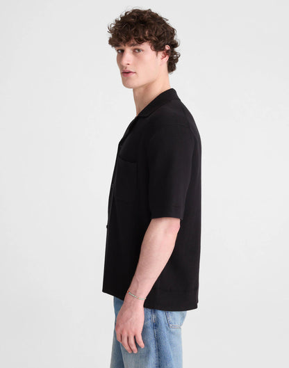 Knit Short-Sleeve Boxy Shirt Jet Black | Madewell