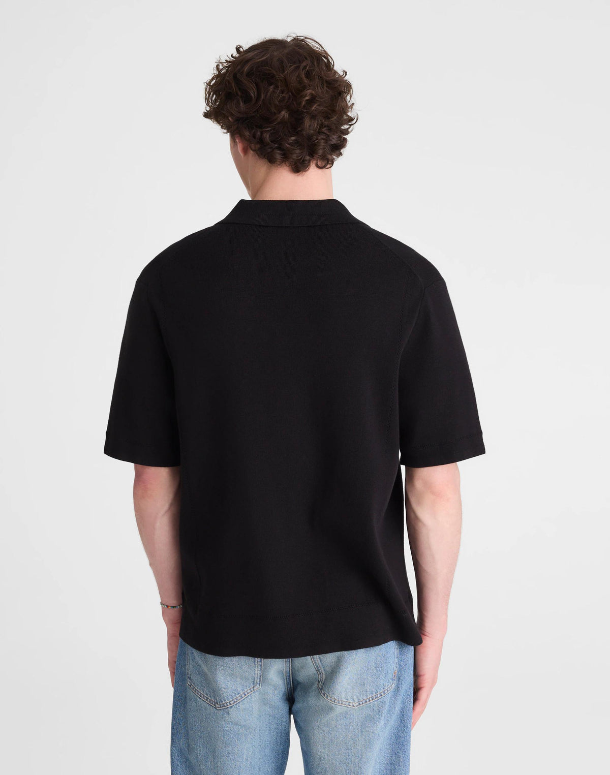 Knit Short-Sleeve Boxy Shirt Jet Black | Madewell