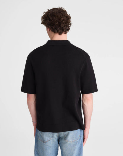 Knit Short-Sleeve Boxy Shirt Jet Black | Madewell