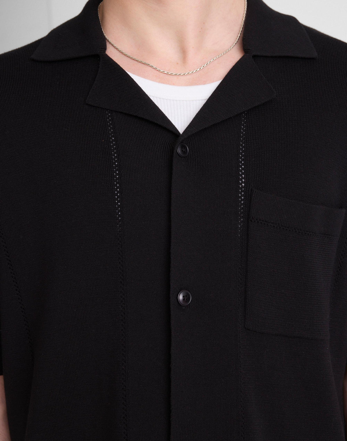 Knit Short-Sleeve Boxy Shirt Jet Black | Madewell