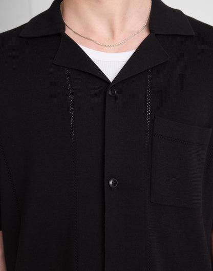 Knit Short-Sleeve Boxy Shirt Jet Black | Madewell