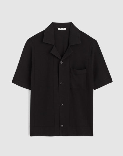 Knit Short-Sleeve Boxy Shirt Jet Black | Madewell