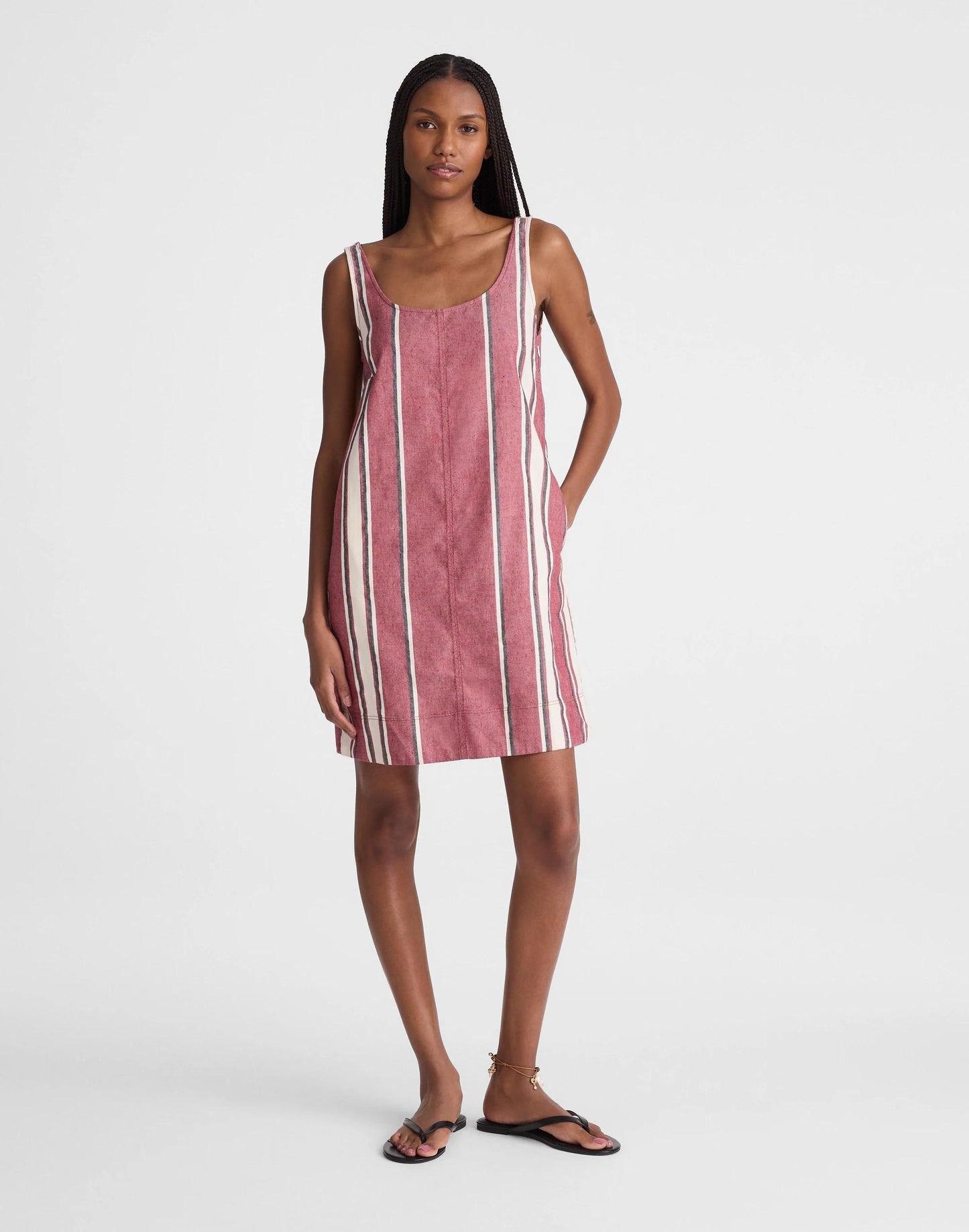 Scoopneck Mini Shift Dress in 100% Linen Red Currant | Madewell