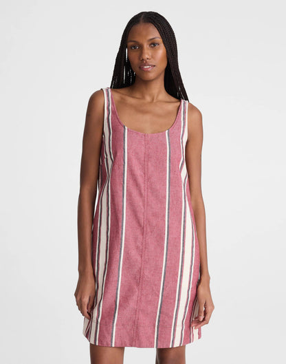 Scoopneck Mini Shift Dress in 100% Linen Red Currant | Madewell