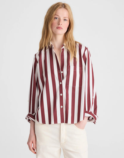 The Signature Y-Neck Shirt in Poplin Dusty Merlot | Madewell