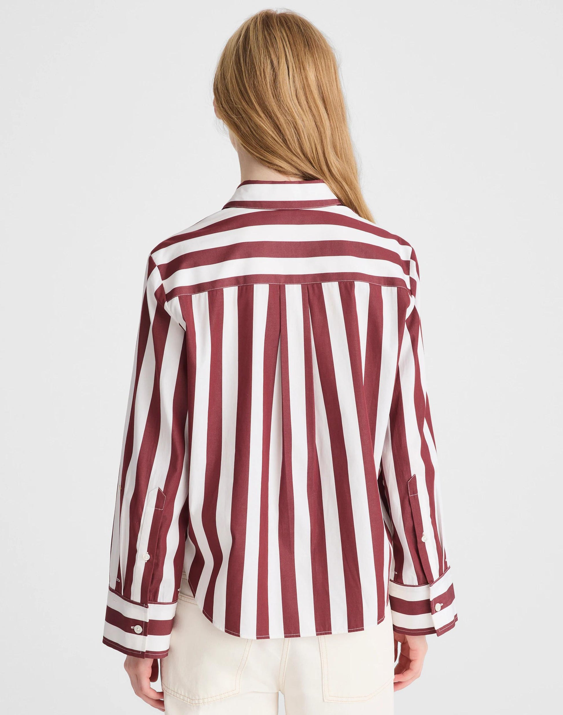 The Signature Y-Neck Shirt in Poplin Dusty Merlot | Madewell