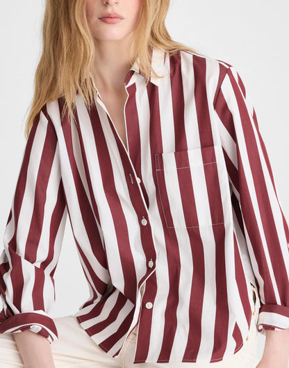 The Signature Y-Neck Shirt in Poplin Dusty Merlot | Madewell