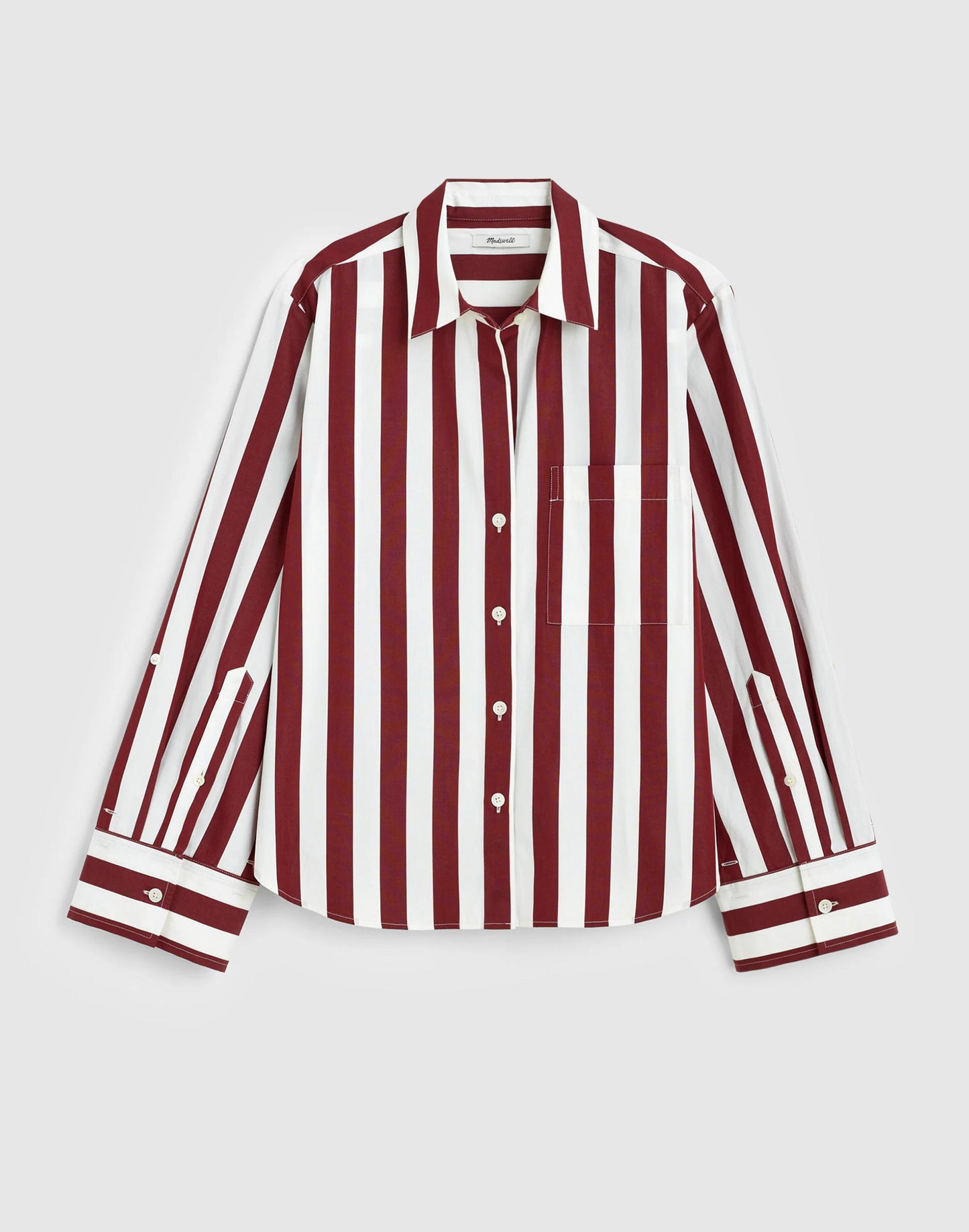 The Signature Y-Neck Shirt in Poplin Dusty Merlot | Madewell