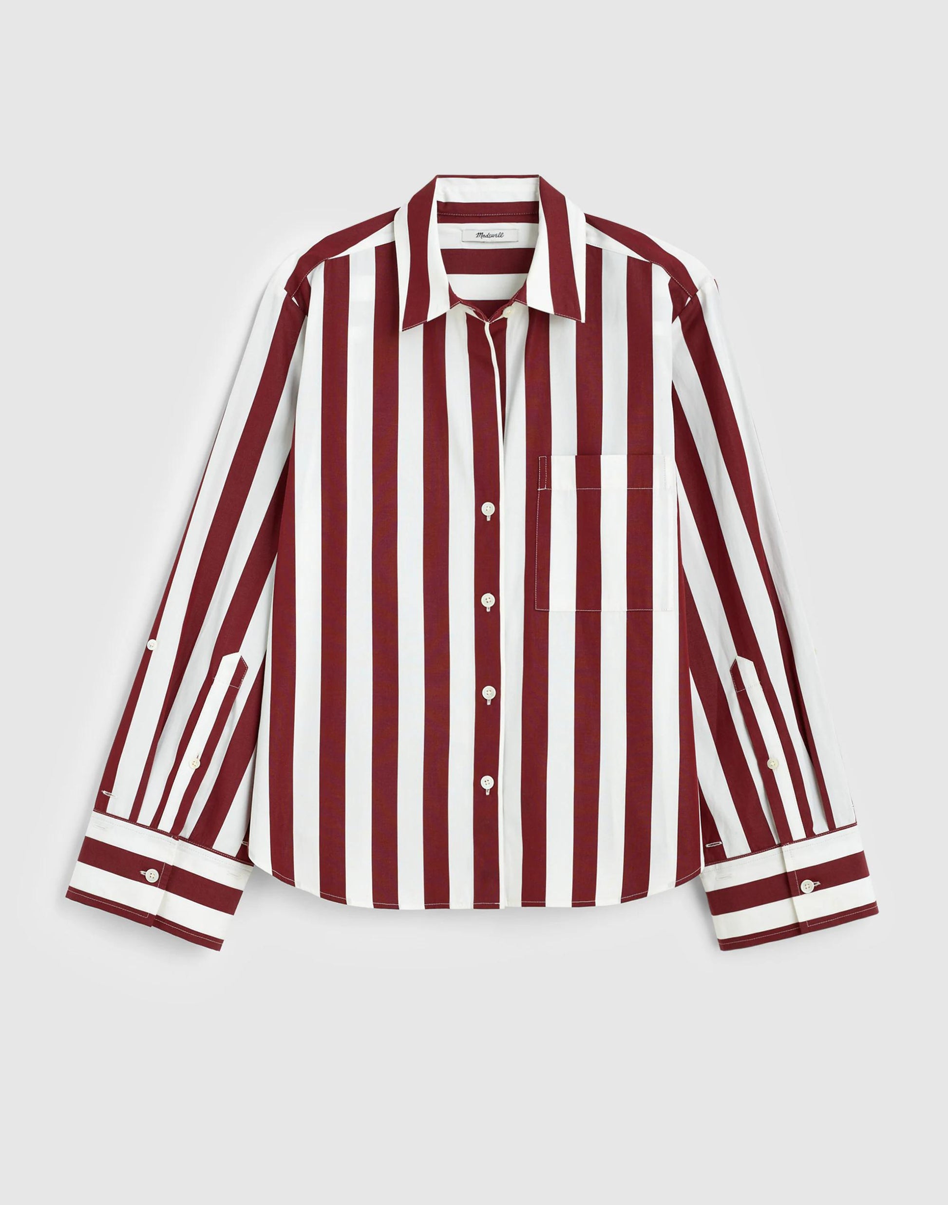 The Signature Y-Neck Shirt in Poplin Dusty Merlot | Madewell