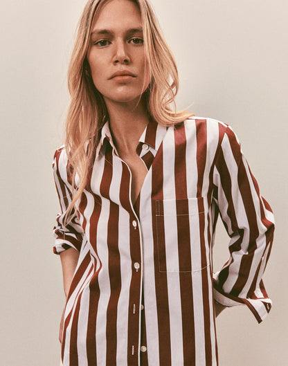 The Signature Y-Neck Shirt in Poplin Dusty Merlot | Madewell