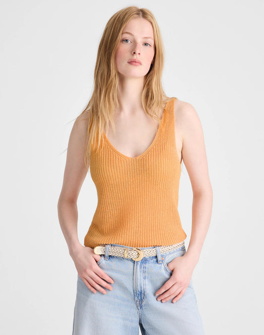 V-Neck Tank in 100% Linen Apricot Blush | Madewell