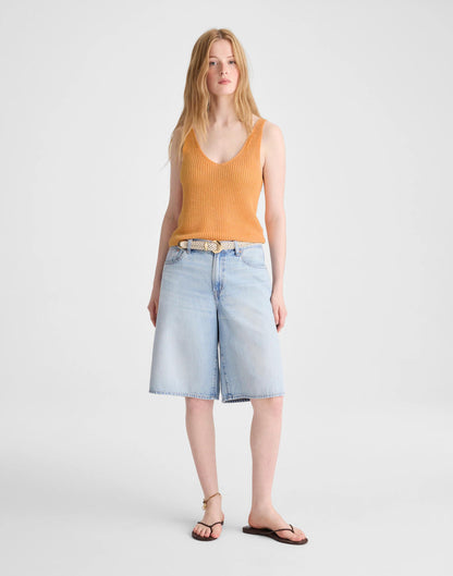 V-Neck Tank in 100% Linen Apricot Blush | Madewell