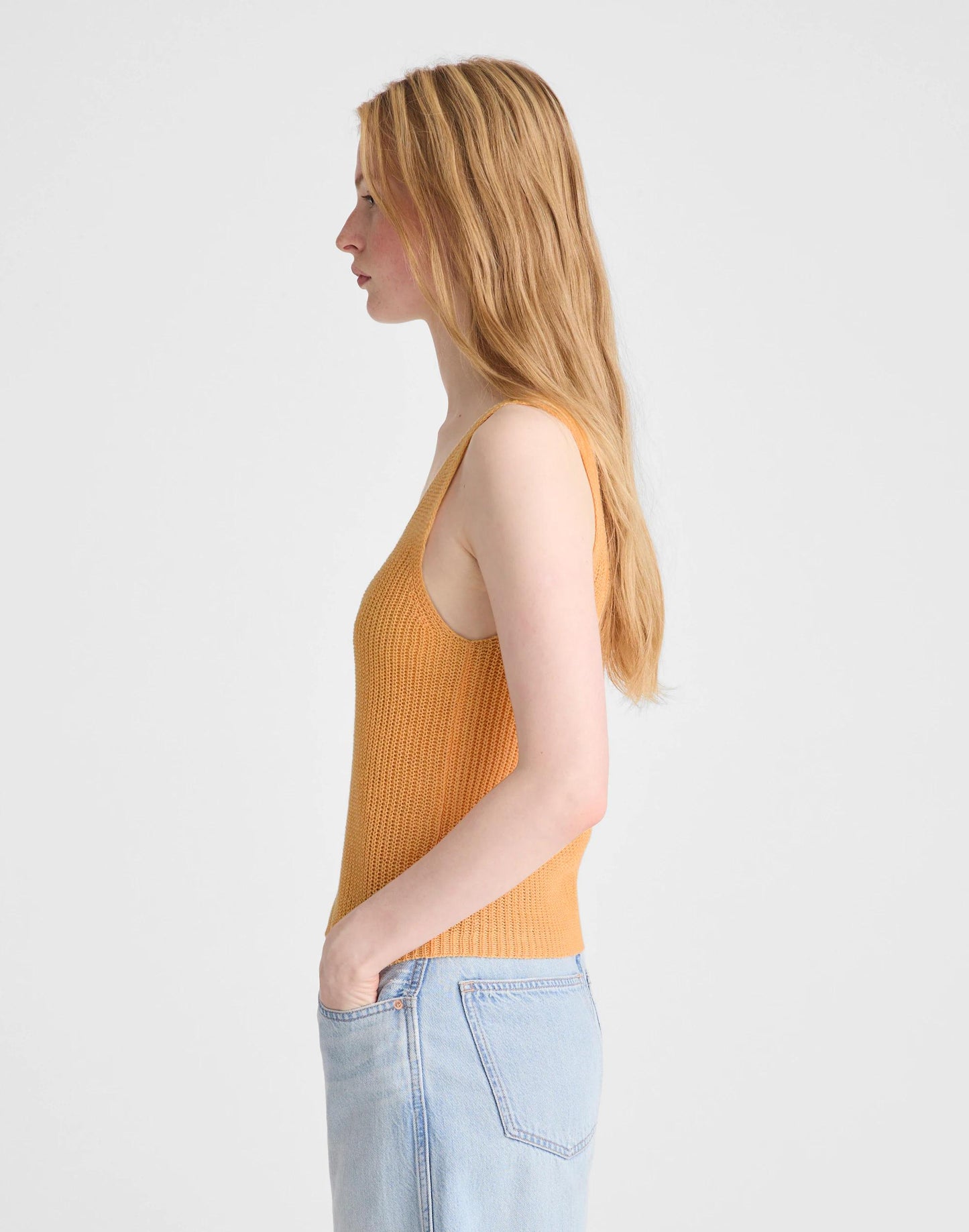 V-Neck Tank in 100% Linen Apricot Blush | Madewell