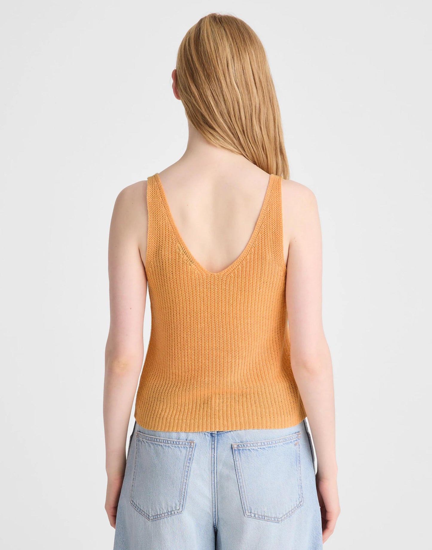 V-Neck Tank in 100% Linen Apricot Blush | Madewell