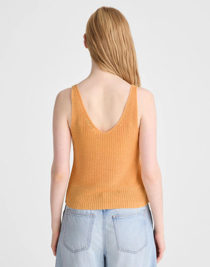 V-Neck Tank in 100% Linen Apricot Blush | Madewell