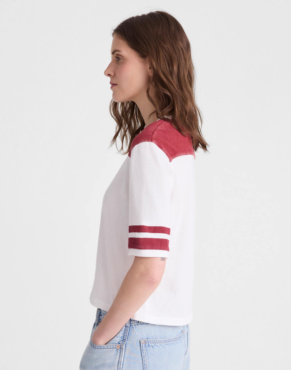 The Relaxed Varsity Tee in Vintage Jersey Varsity Red | Madewell