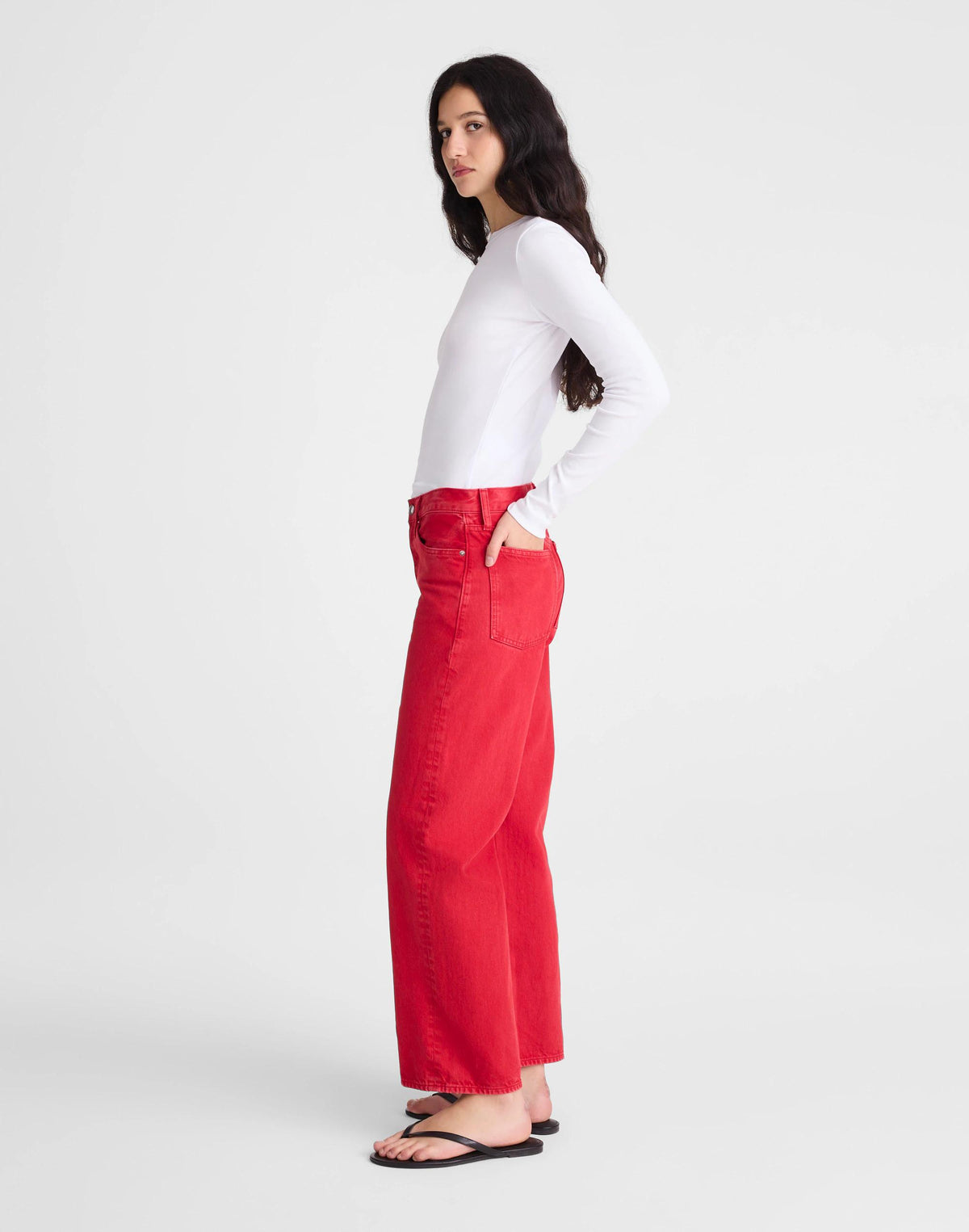 Low-Slung Baggy Crop Jean Varsity Red | Madewell