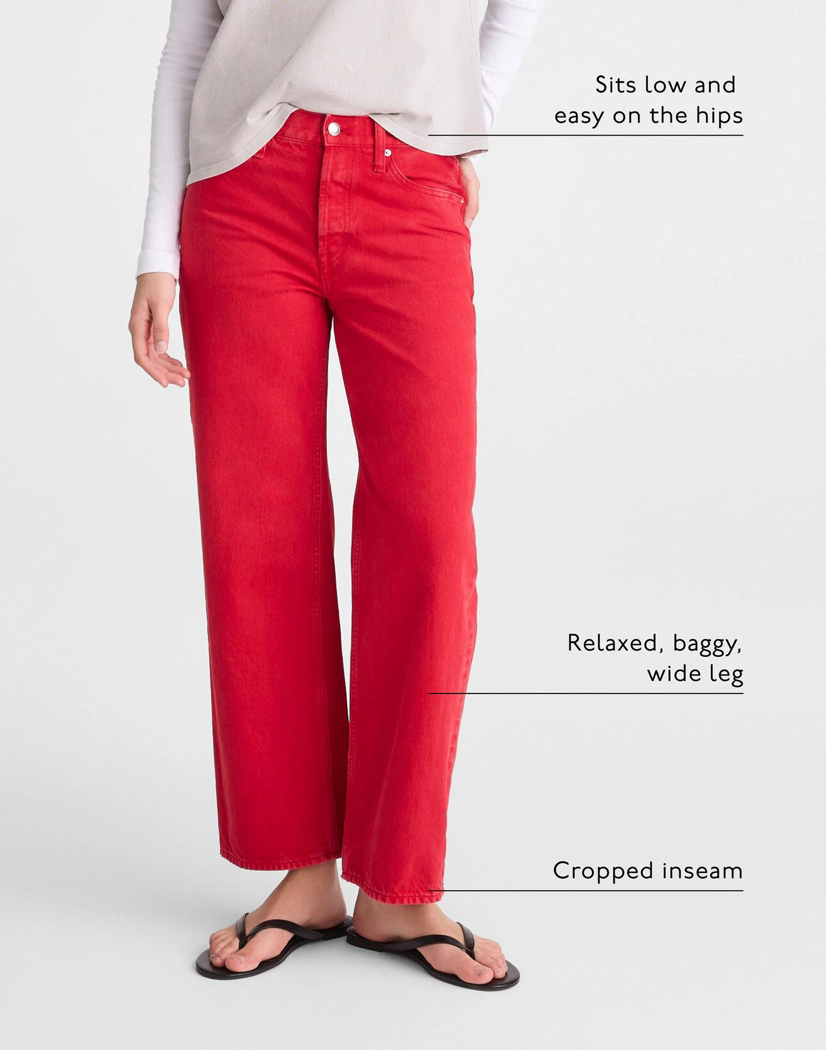Low-Slung Baggy Crop Jean Varsity Red | Madewell