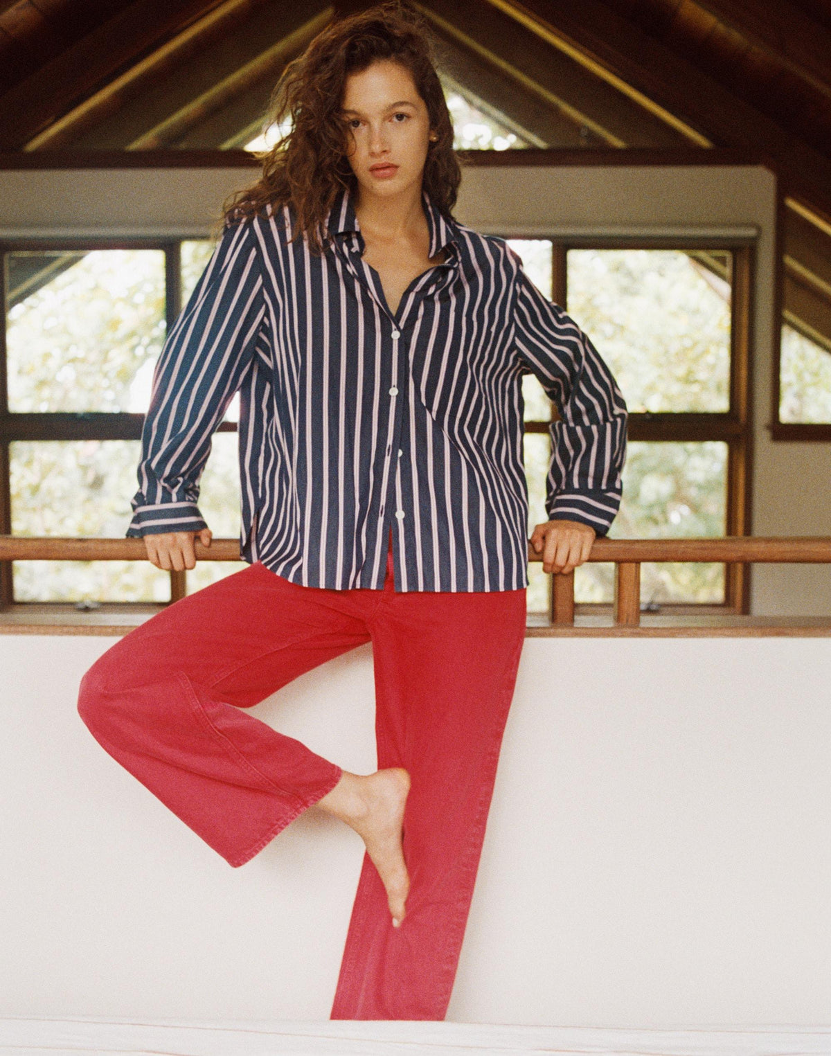 Low-Slung Baggy Crop Jean Varsity Red | Madewell
