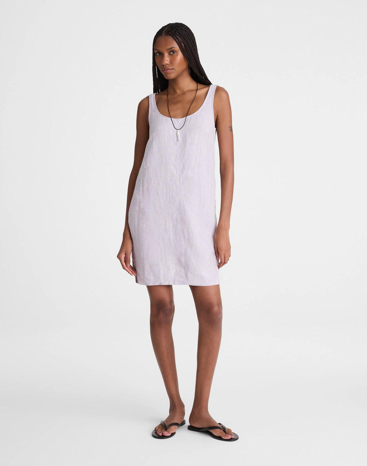Scoopneck Mini Shift Dress in 100% Linen Lilac Chambray | Madewell