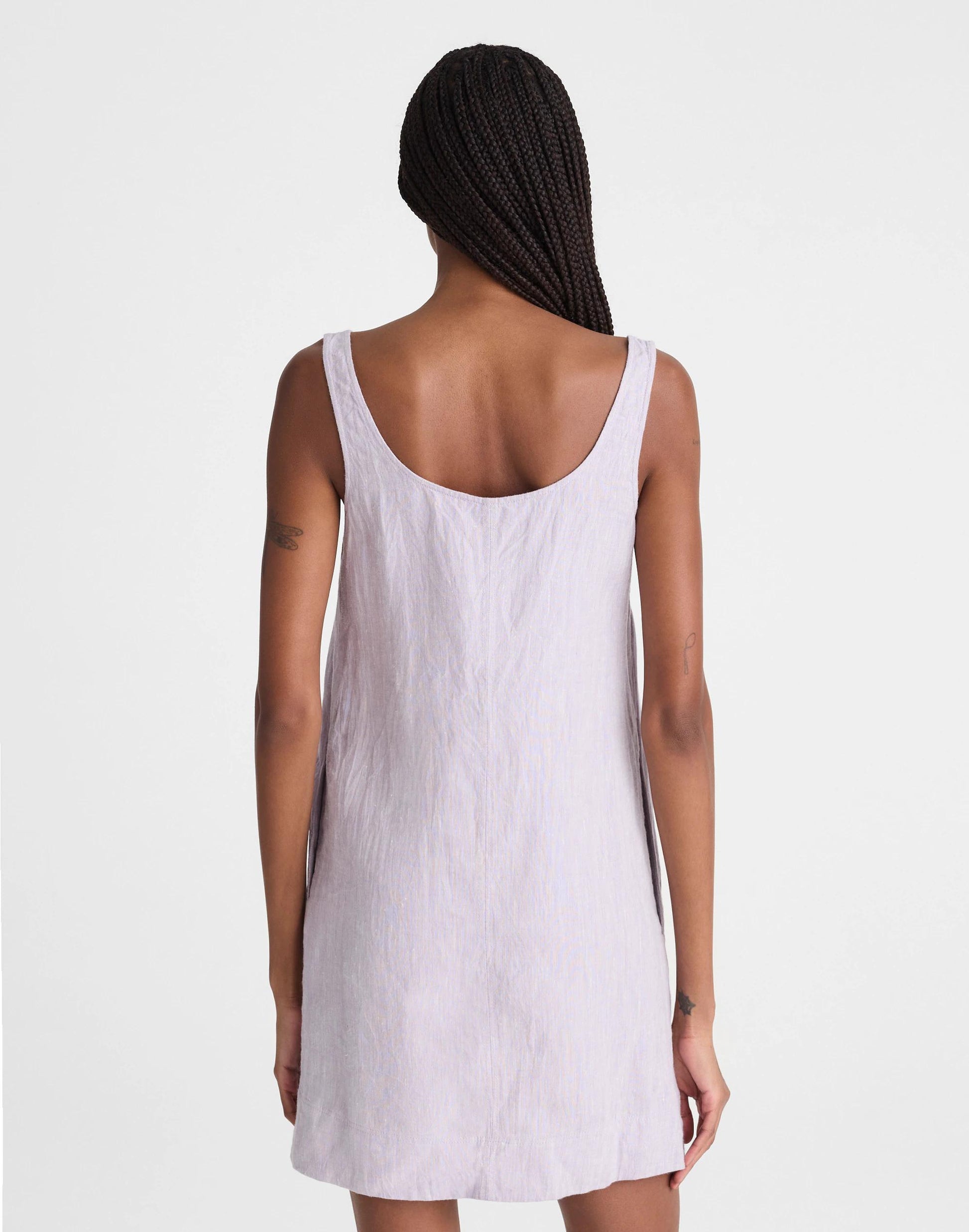 Scoopneck Mini Shift Dress in 100% Linen Lilac Chambray | Madewell