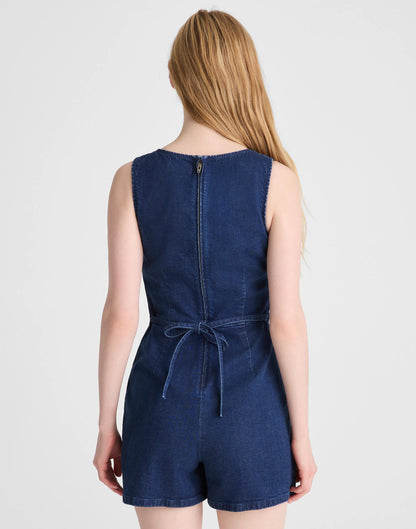 Denim Boatneck Skort Romper Nostalgic Blue | Madewell