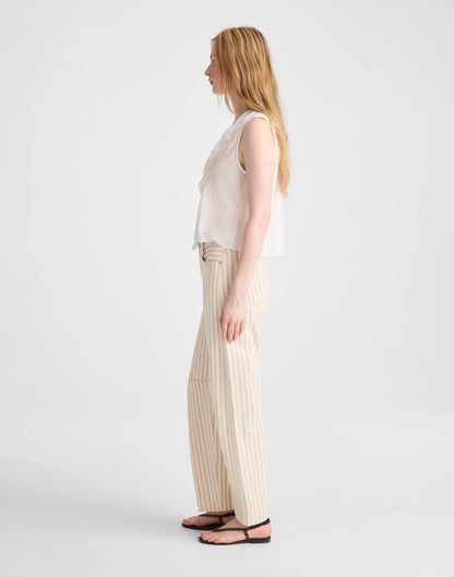 The Darted Barrel-Leg Jean in Airy Denim Khaki Sand Stripe | Madewell
