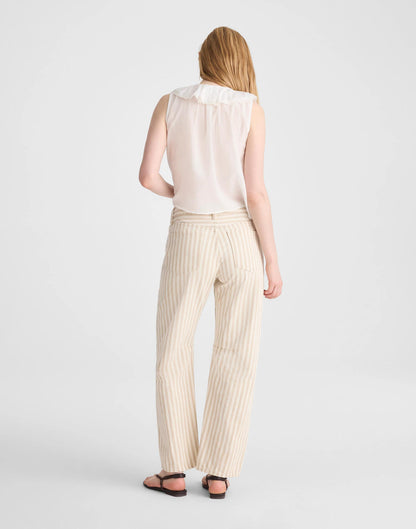 The Darted Barrel-Leg Jean in Airy Denim Khaki Sand Stripe | Madewell