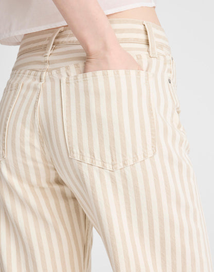 The Darted Barrel-Leg Jean in Airy Denim Khaki Sand Stripe | Madewell