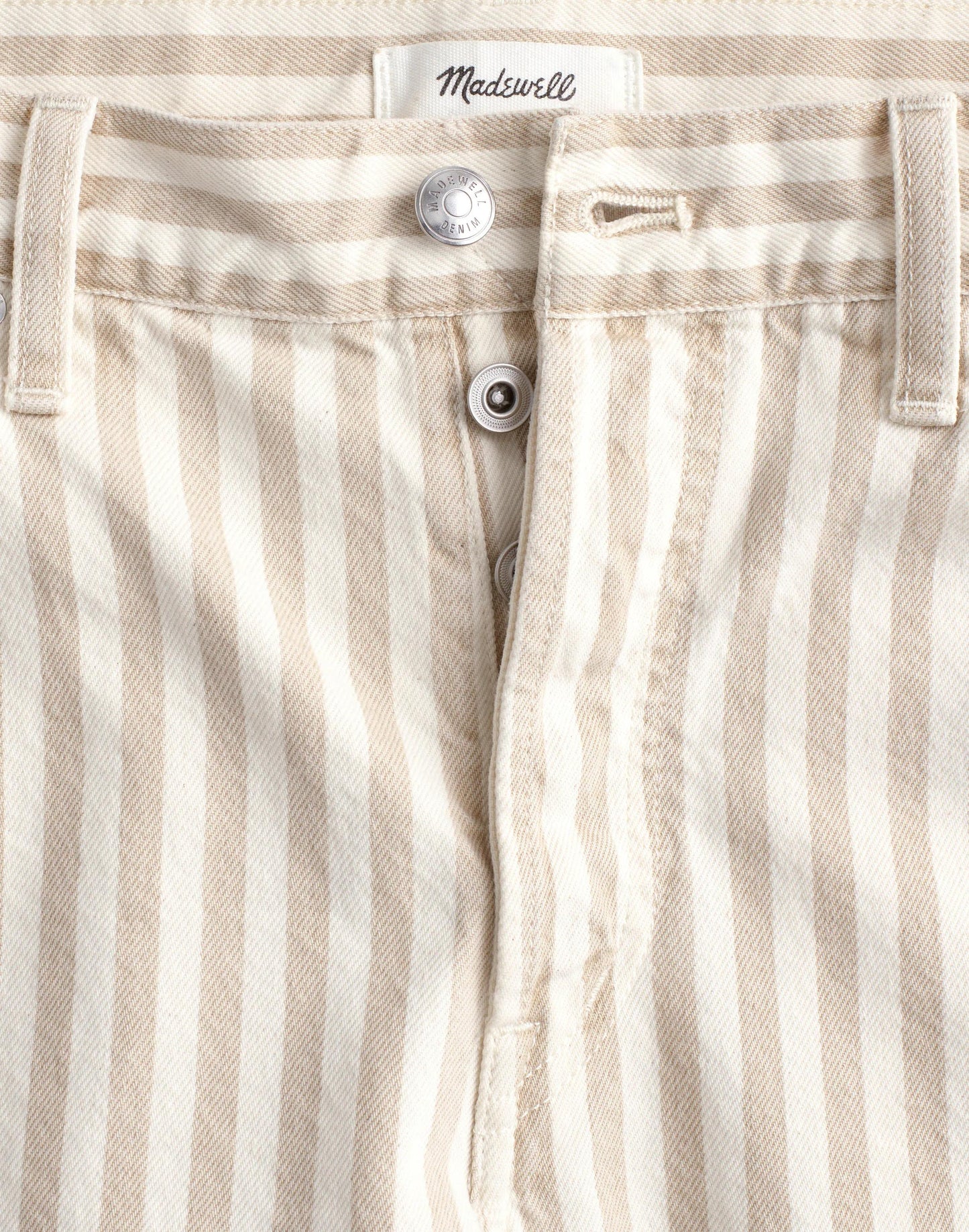 The Darted Barrel-Leg Jean in Airy Denim Khaki Sand Stripe | Madewell