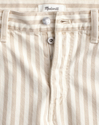 The Darted Barrel-Leg Jean in Airy Denim Khaki Sand Stripe | Madewell