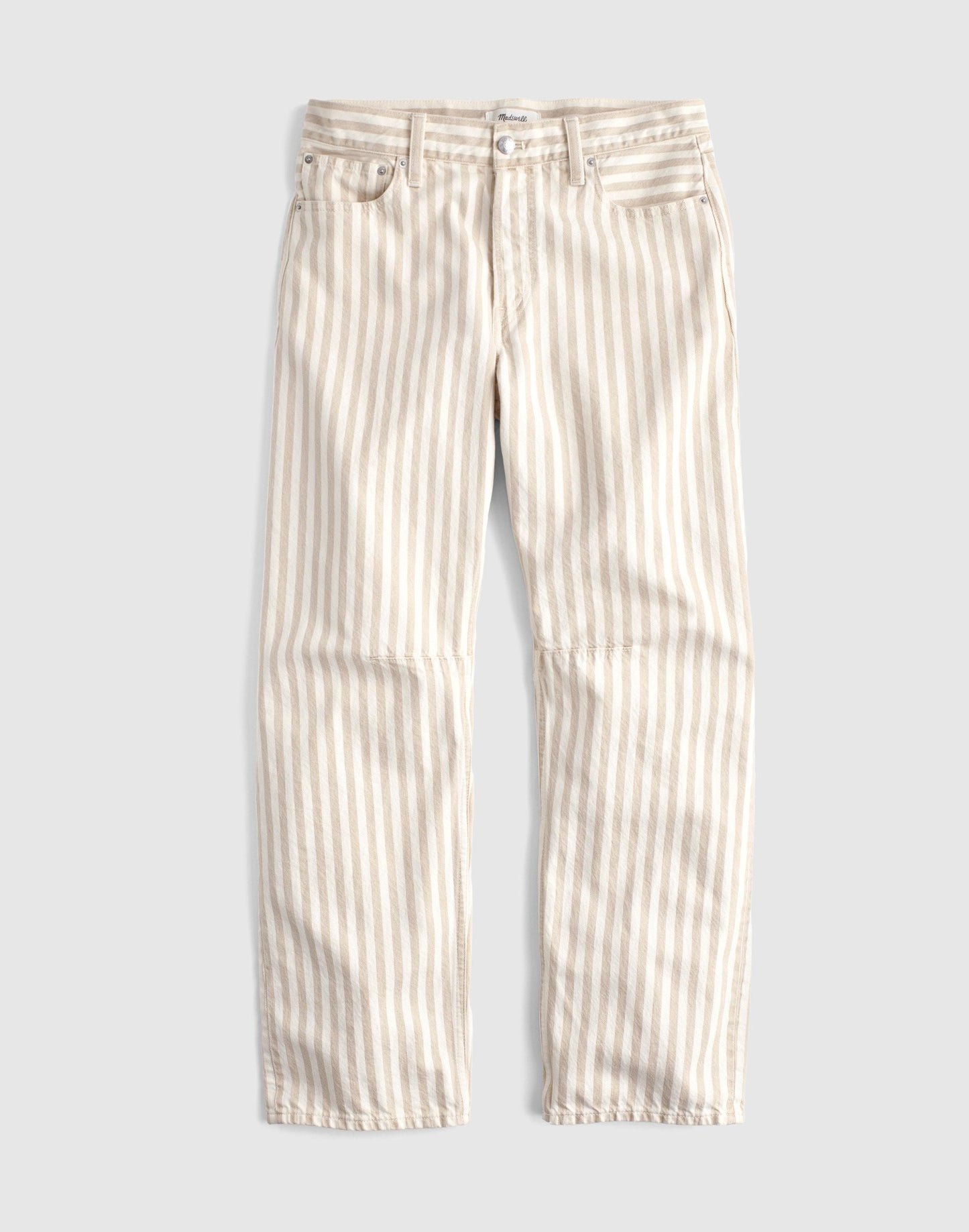 The Darted Barrel-Leg Jean in Airy Denim Khaki Sand Stripe | Madewell
