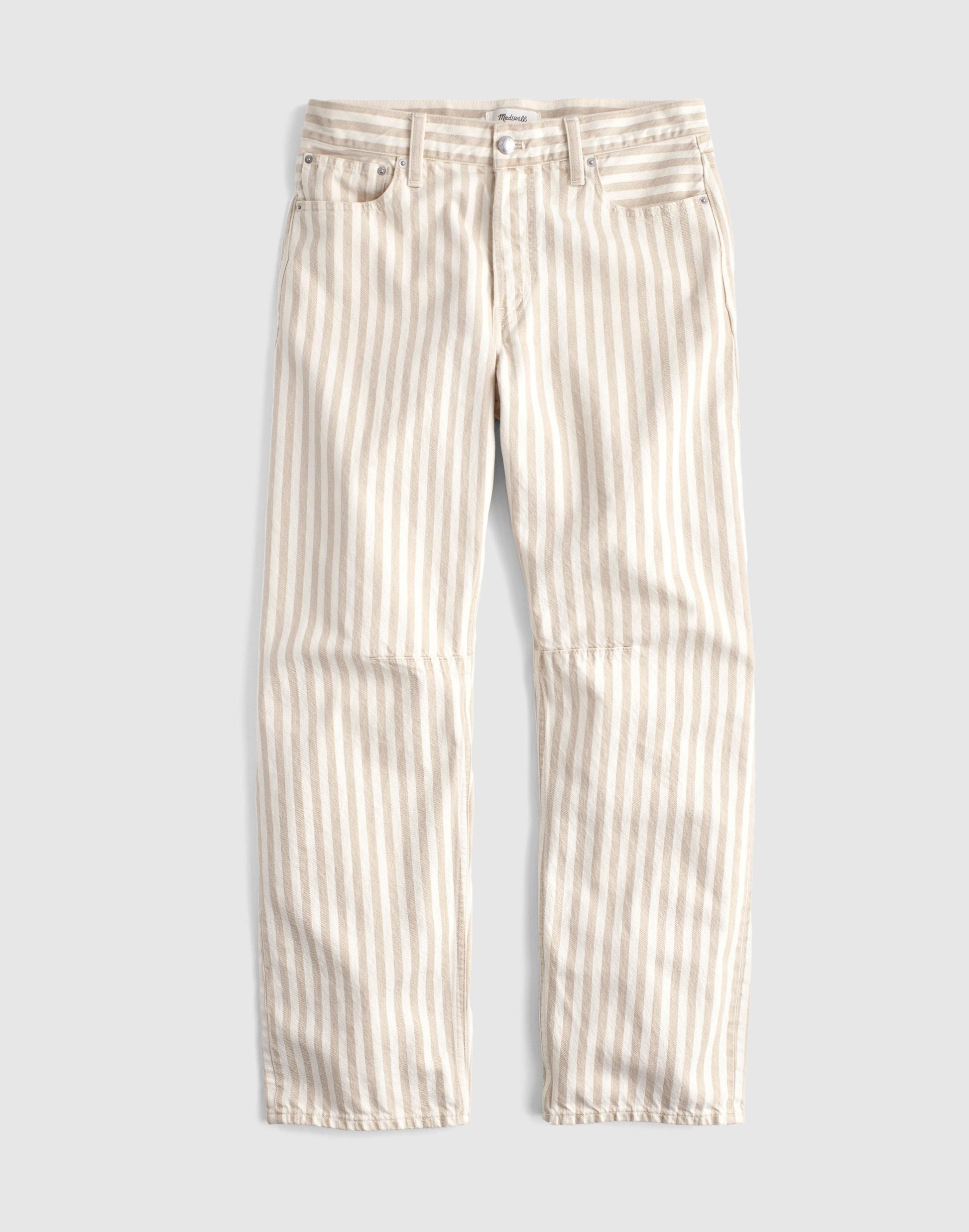 The Darted Barrel-Leg Jean in Airy Denim Khaki Sand Stripe | Madewell