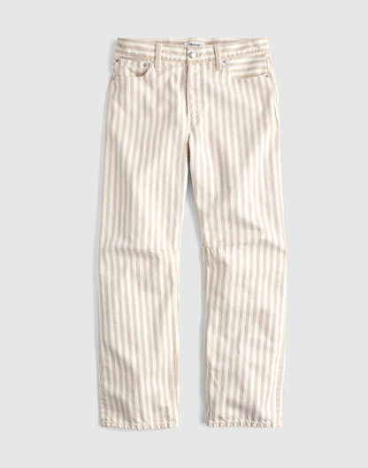 The Darted Barrel-Leg Jean in Airy Denim Khaki Sand Stripe | Madewell