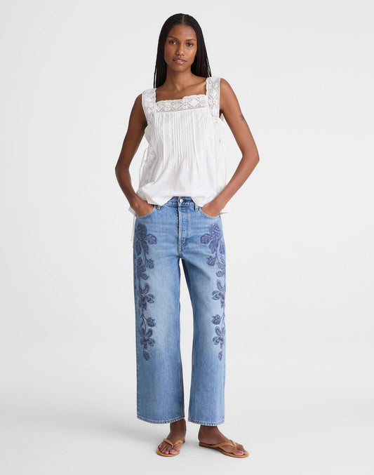 Low-Slung Baggy Crop Jean Worn Mid Indigo | Madewell